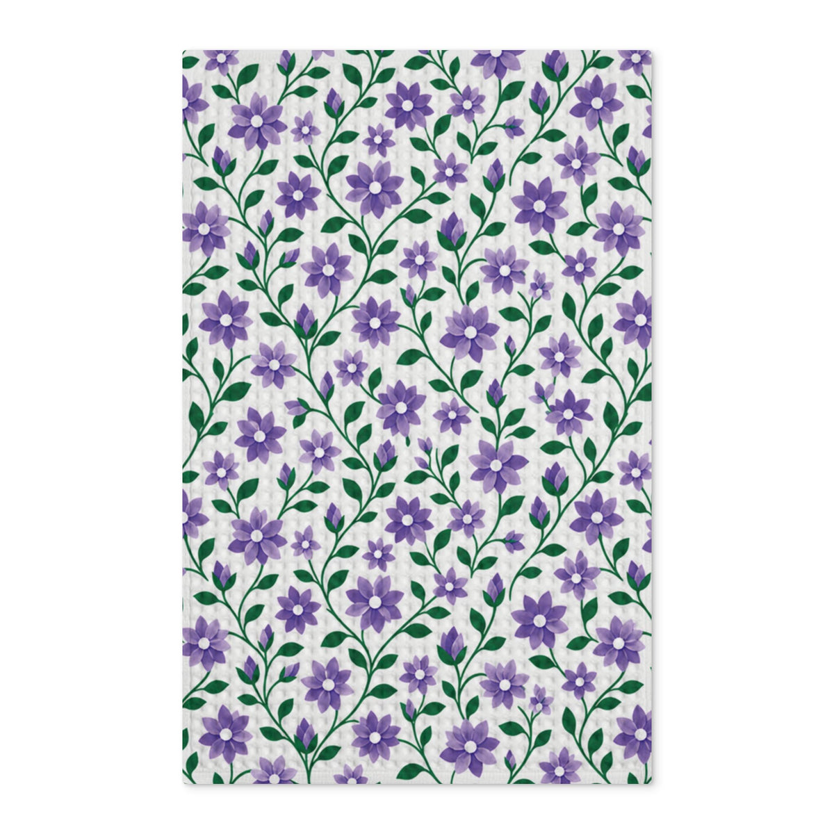 Kitchen Tea Towel 16" x 25" Double-Sided - Floral - Purple Cascades