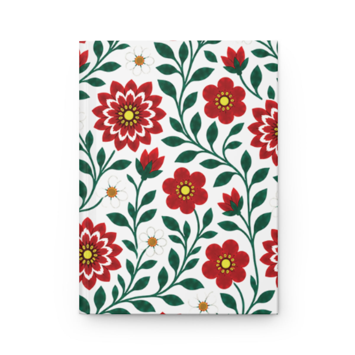 Hardcover Journal — Lined Notebook - Floral Red Dahlias