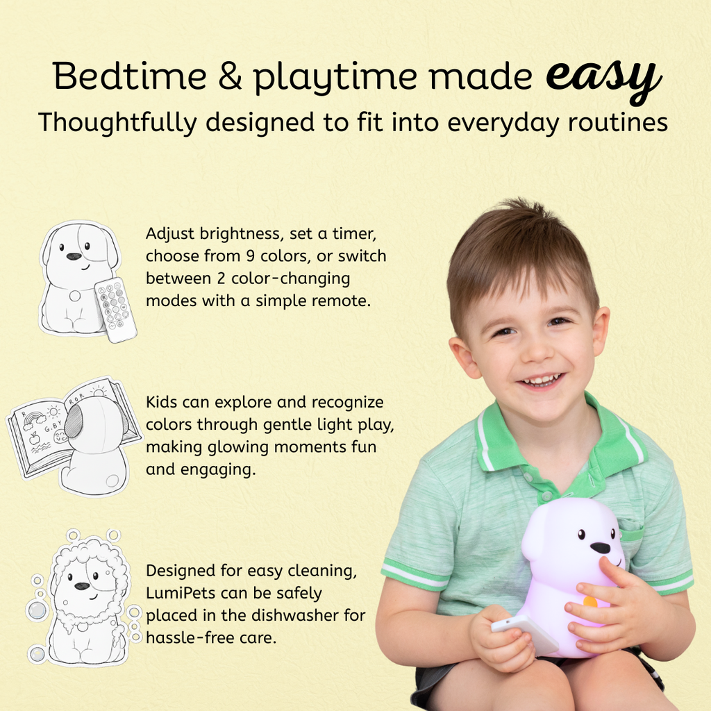 LumiPets Pepper the Puppy: The Ultimate Dog - Color Changing Night Light - Control by Tap or Remote