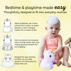 LumiPets Unicorn Color Changing Night Light - Control by Tap or Remote