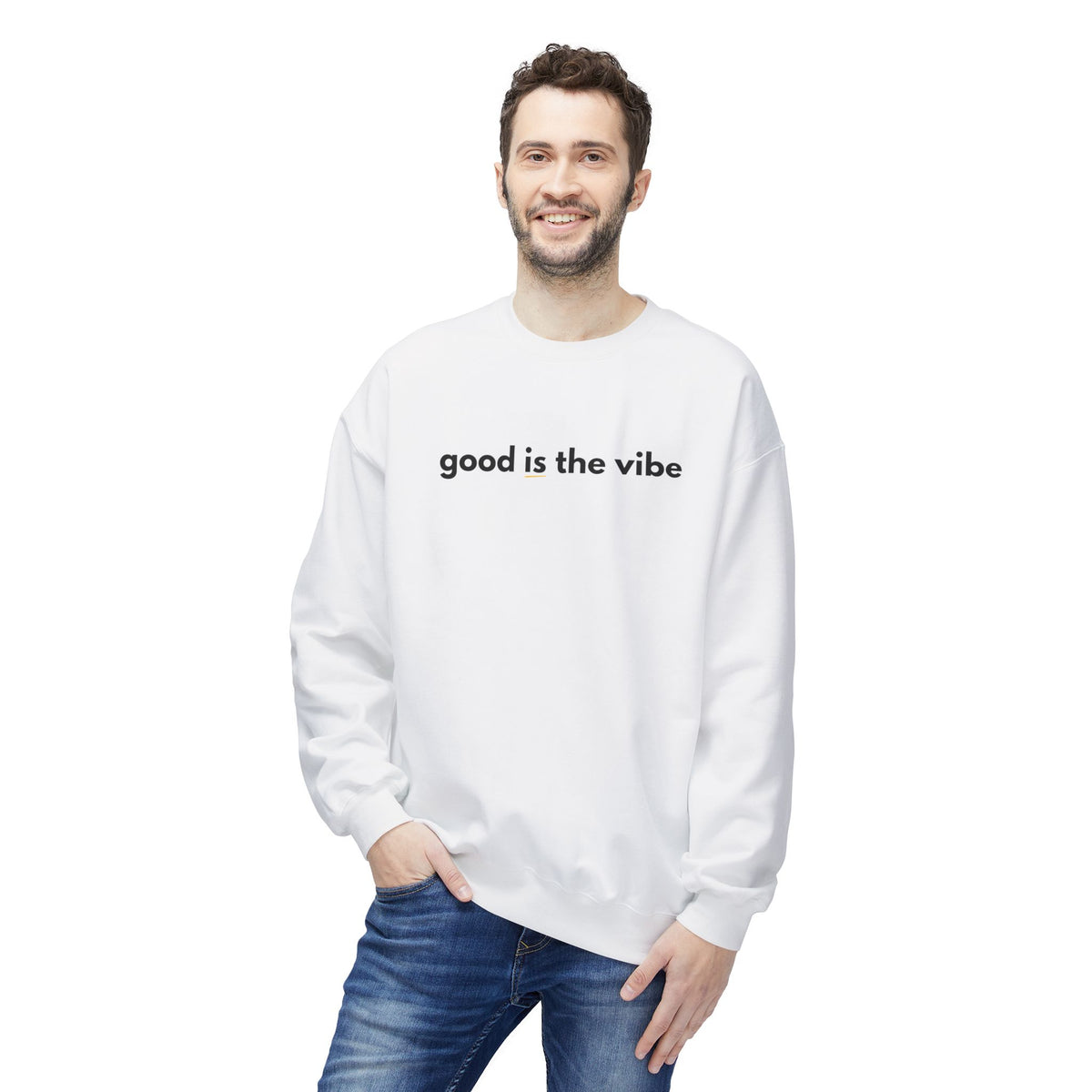 Good Is the Vibe Crewneck Sweatshirt - Positive Minimal Message