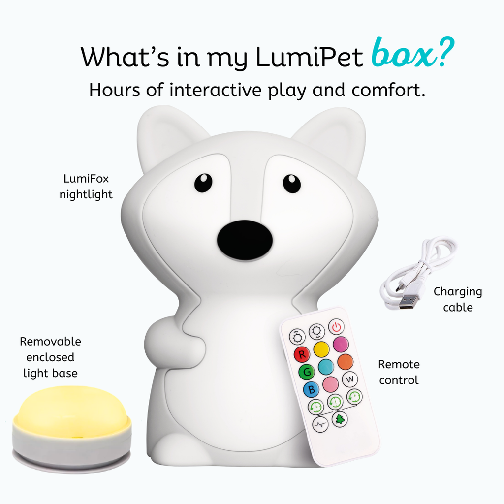LumiPets® Fiona the Fox Color Changing Night Light - Control by Tap or Remote