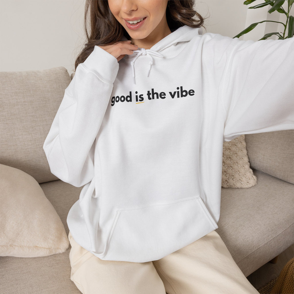"good is the vibe" Hoodie — Motivational Positive Message Pullover