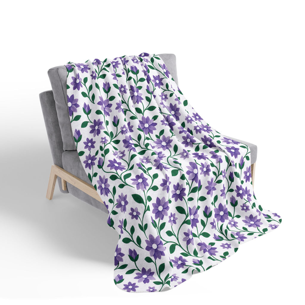 Lavender Phlox Floral Fleece Sherpa Blanket — Cozy Throw