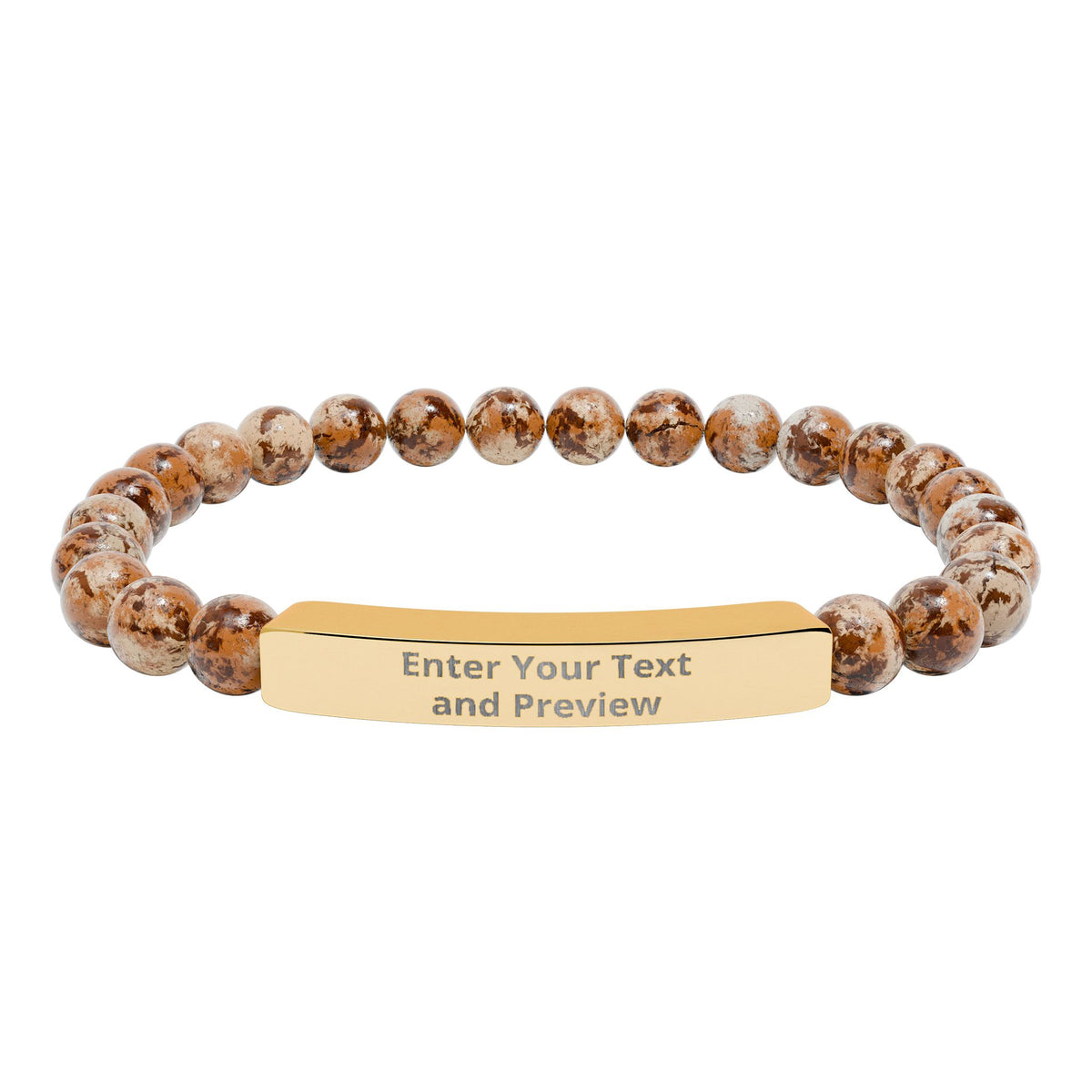 Personalize your Own Natural Stone Stretch Bar Bracelet (Engraving)