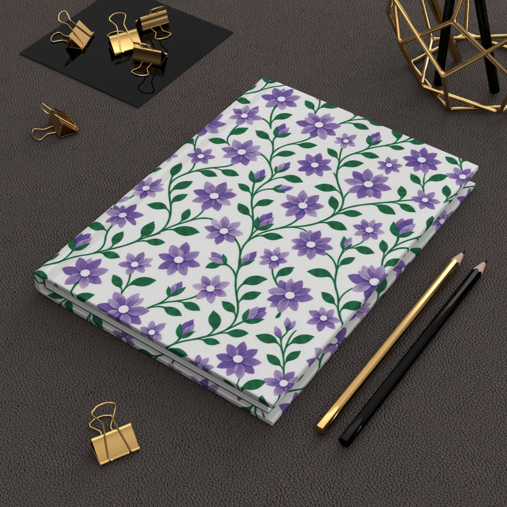 Hardcover Journal — Lined Floral Notebook - Purple Cascades