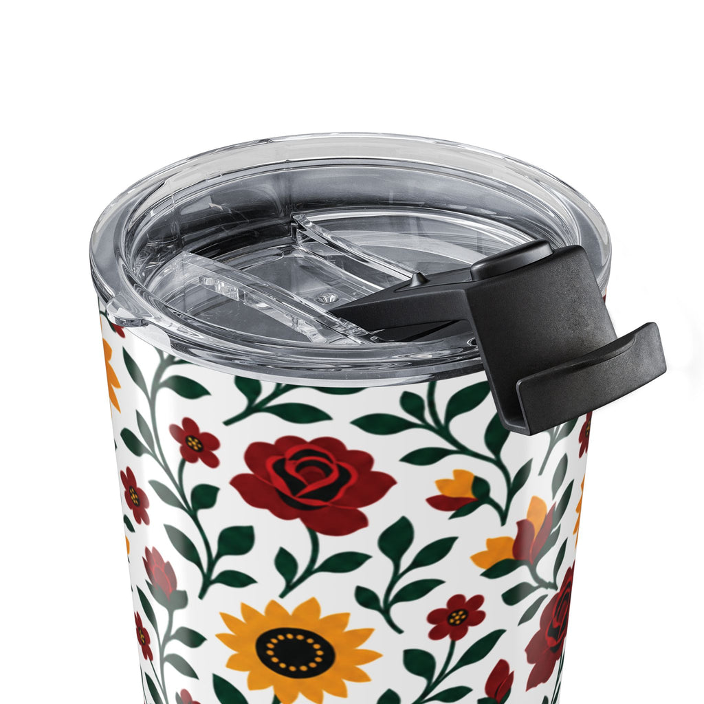20oz Floral Stainless Steel Tumbler — Sunflower & Rose Insulated Travel Cup
