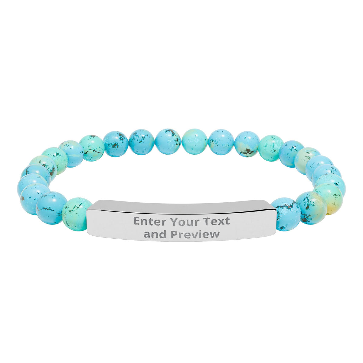 Personalize your Own Natural Stone Stretch Bar Bracelet (Engraving)