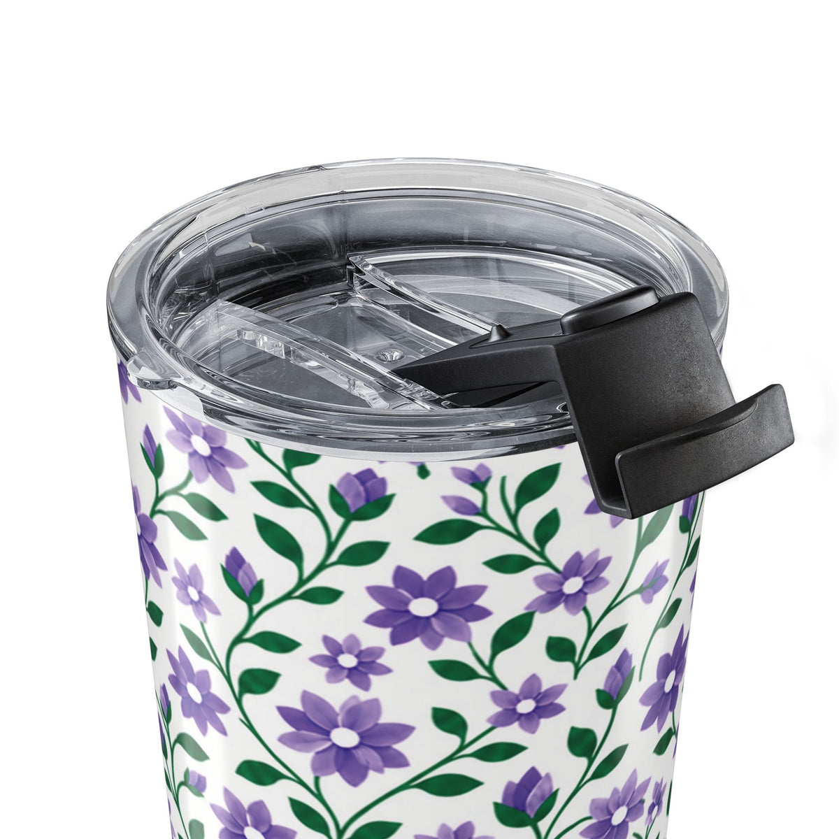 20oz Floral Tumbler – Insulated Travel Cup - Purple Cascades