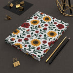 Hardcover Journal — Floral Lined Notebook - Sunflower Roses