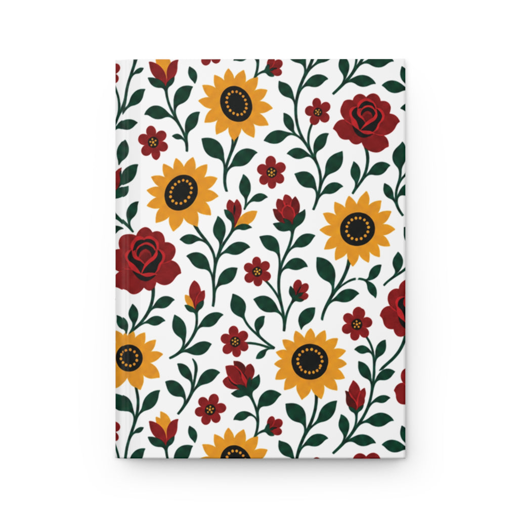 Hardcover Journal — Floral Lined Notebook - Sunflower Roses