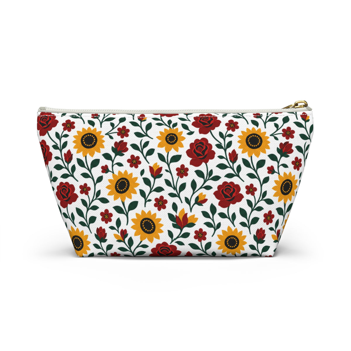 Floral Accessory Pouch — T‑Bottom Makeup Bag - Sunflower Roses