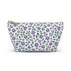 Accessory Pouch - Black or White Zipper - Floral - Purple Cascades