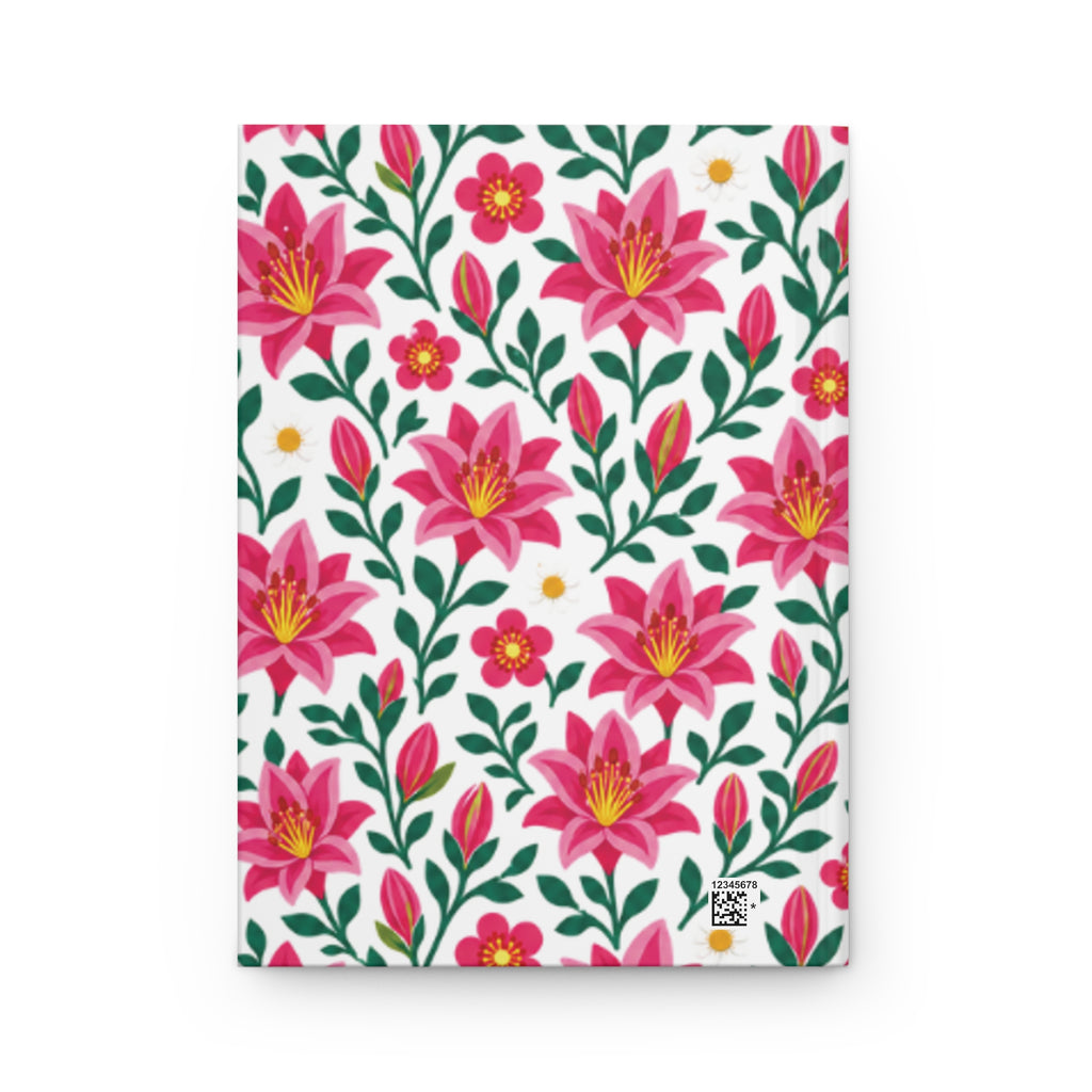 Hardcover Journal — Floral Lined Notebook - Pink Lilies