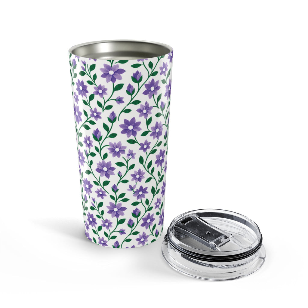 20oz Floral Tumbler – Insulated Travel Cup - Purple Cascades