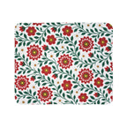 Fleece Sherpa Blanket with Grey Backing — Floral Cozy Throw - 2 Sizes - Red Dahlia