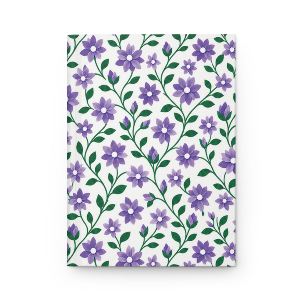 Hardcover Journal — Lined Floral Notebook - Purple Cascades