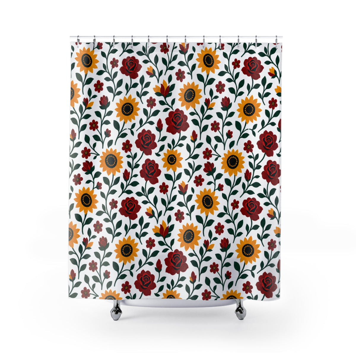 Shower Curtain — Standard Size 71" x 74" - Floral Sunflower Roses