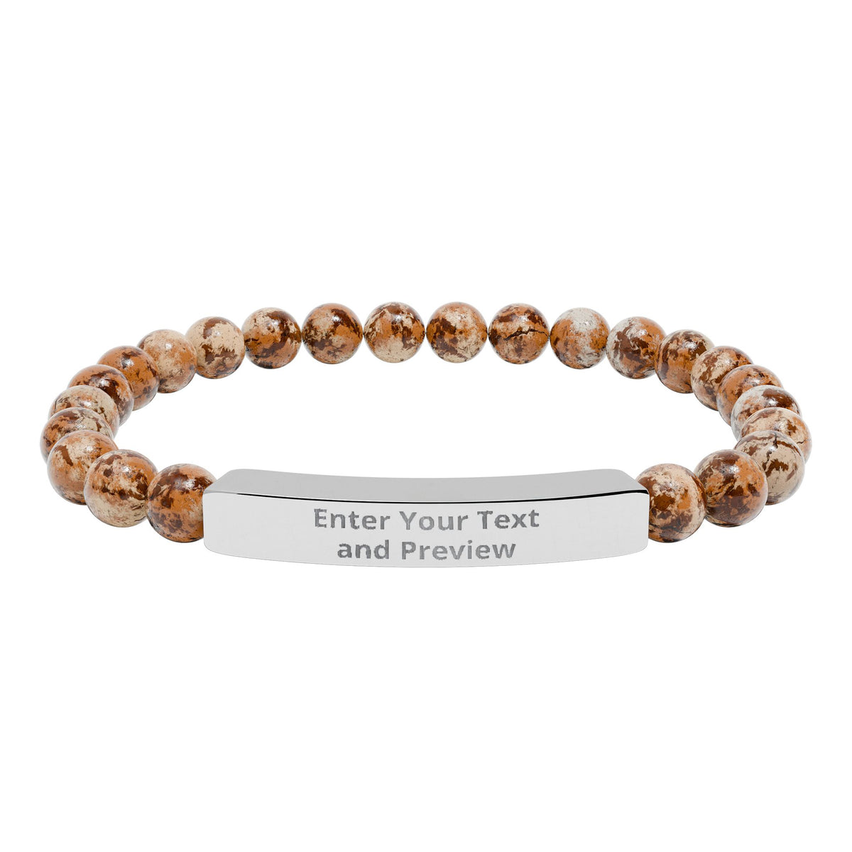 Personalize your Own Natural Stone Stretch Bar Bracelet (Engraving)